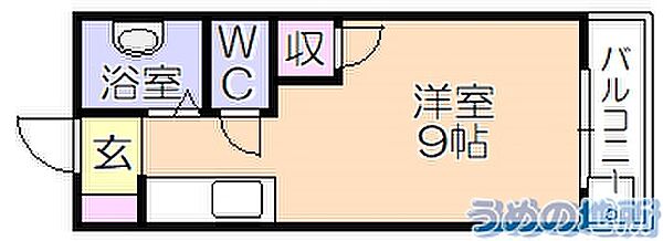 ルピナス 407｜福岡県久留米市野中町(賃貸アパート1R・4階・28.03㎡)の写真 その2