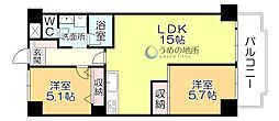 ダイアパレス久留米 2LDKの間取図画像