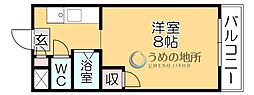 江崎ガーデンビル ワンルームの間取図画像