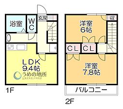 ソレアード 2LDKの間取図画像