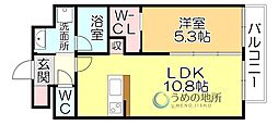 フェリシエ久留米 4階1LDKの間取り