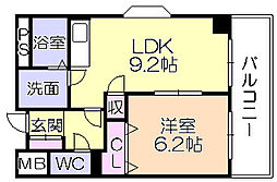 センタービレッジ本町 1LDKの間取図画像