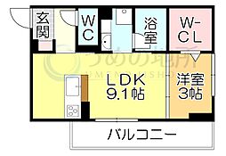 D-ROOM西町 1LDKの間取図画像