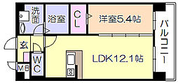 カサグランデ本町 1LDKの間取図画像