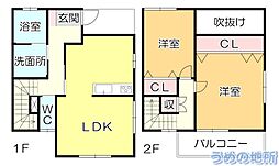 リバーシティA 2LDKの間取図画像
