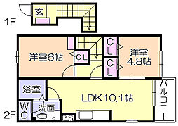 フェアリーヒルズ壱番館 2LDKの間取図画像