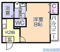 リブレア久留米駅前B 1Kの間取図画像