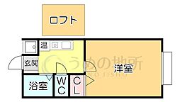 パンシオンビラ久留米E 1Kの間取図画像