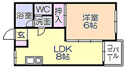 コーポワンセルフ 1LDKの間取図画像