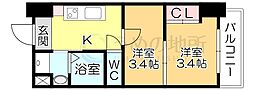 マークアベニュータワー久留米 2Kの間取図画像