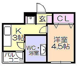 カサベルデ本町 1Kの間取図画像