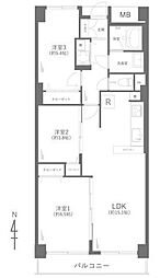 グリーンコーポ東戸塚A棟 3LDKの間取図画像