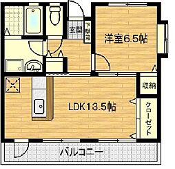 ゴールデンハイム 1LDKの間取図画像
