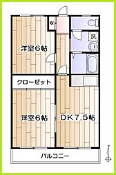 アクイライーコス 2DKの間取図画像