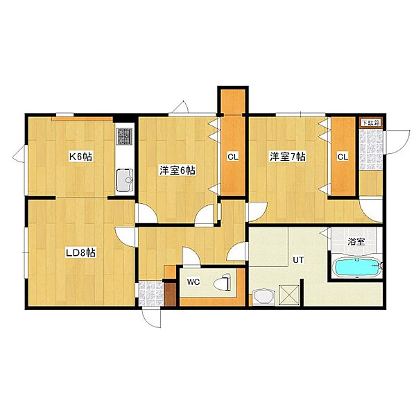 はるみA 26｜北海道北見市山下町３丁目(賃貸アパート2LDK・2階・73.71㎡)の写真 その2