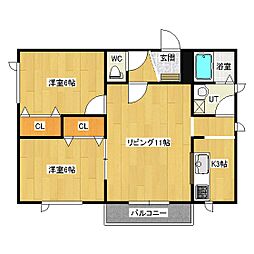スイングラピュタ 2LDKの間取図画像
