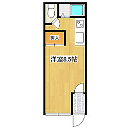 パイオニヤハイツ ワンルームの間取図画像