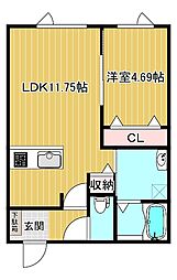 ノアール 1LDKの間取図画像