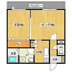 シャイニングラピュタ 1LDKの間取図画像