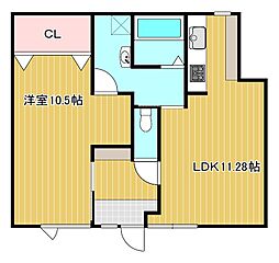 コーポラス・ウイング 1LDKの間取図画像