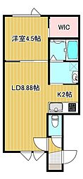 エムロード 1LDKの間取図画像