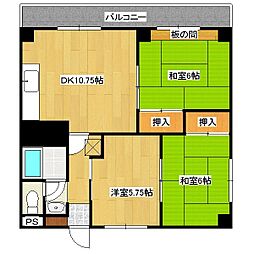 レジデンスコスモ 3LDKの間取図画像