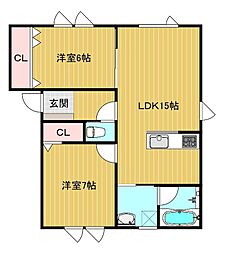 オニクス 2LDKの間取図画像