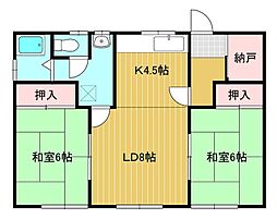 松谷ハイツ 2LDKの間取図画像