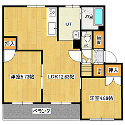 クラージュ春光3 2LDKの間取図画像