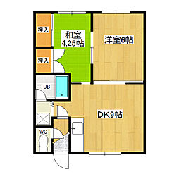 オヴジェ 2DKの間取図画像