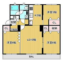 ファミールきよみ 3LDKの間取図画像