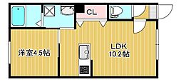 フェンネル末広 1LDKの間取図画像