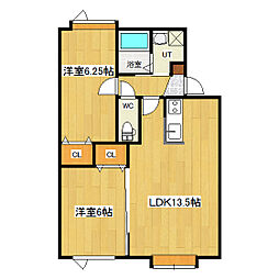 ハーブ 2LDKの間取図画像