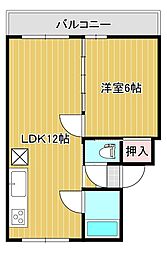 5・5ハイツ 1LDKの間取図画像