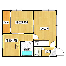 コーポ登 2DKの間取図画像