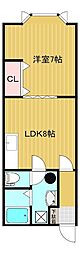 コーポはっとり 1LDKの間取図画像