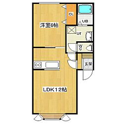 花林ハイツ3 1LDKの間取図画像
