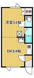第5日研ハイツ 1DKの間取図画像
