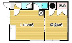 中村マンション 1LDKの間取図画像