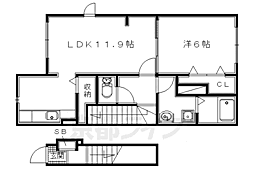 コロボックル藤阪 1LDKの間取図画像