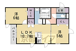 アクシス長岡天神 2LDKの間取図画像