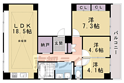 北山アトリエビル 3LDKの間取図画像