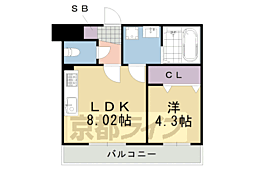 KTIレジデンス上桂 1LDKの間取図画像