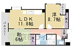 アグラード長岡京 2LDKの間取図画像