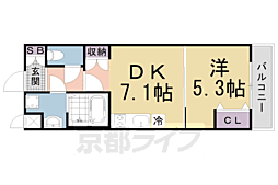 アクール吉祥院 1DKの間取図画像