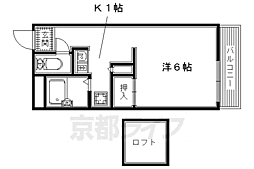 ロイヤルレジデンスイーストフィールド精華 1Kの間取図画像