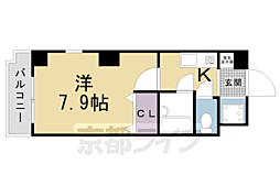 メディナ東寺 1Kの間取図画像