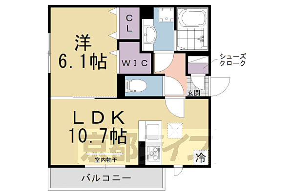 ハーミットクラブ 201｜京都府城陽市市辺(賃貸アパート1LDK・2階・41.07㎡)の写真 その2