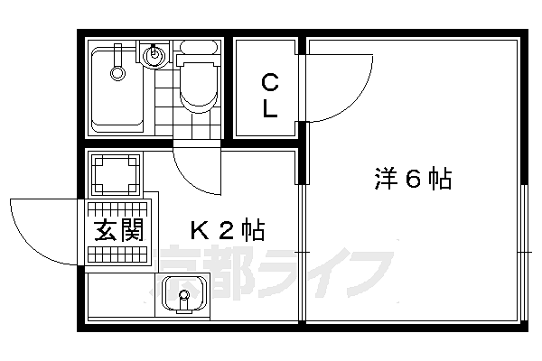 ハイツポーラニア 202｜京都府京田辺市興戸御垣内(賃貸アパート1K・2階・19.00㎡)の写真 その2