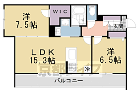 シャーメゾン　ポーロニア 201 ｜ 京都府京田辺市興戸塚ノ本（賃貸マンション2LDK・2階・66.55㎡） その2